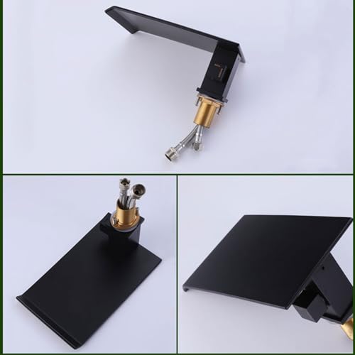 Mitigeur de bain-douche cascade noir avec ensemble de flexibles - 6