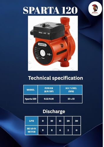 Image of Sparta Inline Pressure Booster Pump,Automatic & Noiselss Operations| Foot Mounted for easy installation| Hot Water Circulation, Washing Machine,etc | Silent Pump for Pressure Boosting apllications