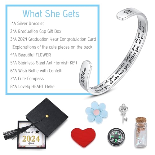 SAM & LORI 2024 Unique Graduation Gifts for Her-Graduation Cap Box-Adjustable Bracelet for 5th 8th Middle School High School College Grads3