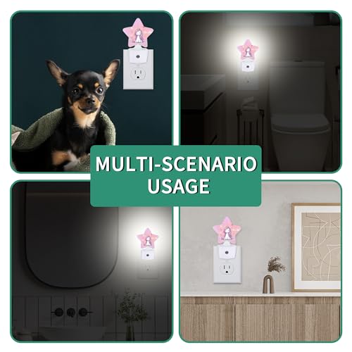 Image of Star Night Light Plug in, Pink Unicorn Dusk to Dawn Sensor Night Light, Soft Glow Lamp for Kids Bedroom Nursery Hallway Bathroom, Energy Saving Compact Design