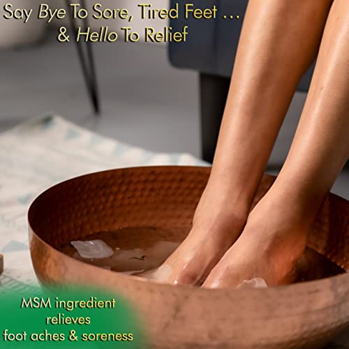 Crafts And The City Epsom Salt Tea Tree Oil Foot Soak Salts for Pain Relief - 27 oz Large Container with Tea Tree & Rose Leaves - Herbal Pedicure Foot Spa Soak Salt for Foot Bath Soaking for Dry Feet - Image 3