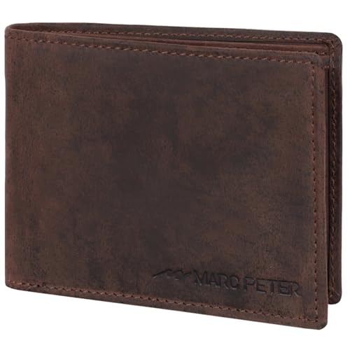 Marc Peter Oslo Geldbörse Herren Leder Braun mit RFID Schutz I Echtleder...