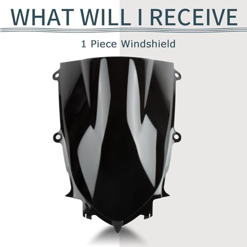 Image of Front Motorcycle Windshield Windscreen for YZF R6 2017-2025, R7 2021-2025 | premium ABS plastic, streamlined design, daily commute, front windshield replacement, Black
