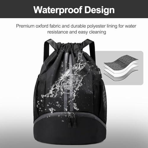 Image of Leosportz Sports Drawstring Bag Backpack for Men Women - Basketball Bag Gym Backpack Dedicated Shoe Compartment | Waterproof Large Space Gym Bag
