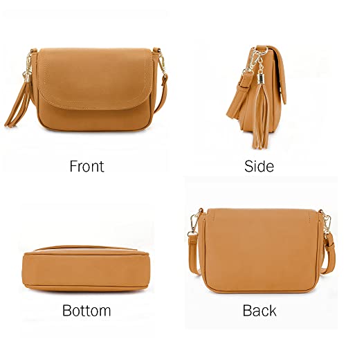 Image of EVVE Small Crossbody Bags for Women Trendy Flap Saddle Purses with Tassel Vegan leather Shoulder bag