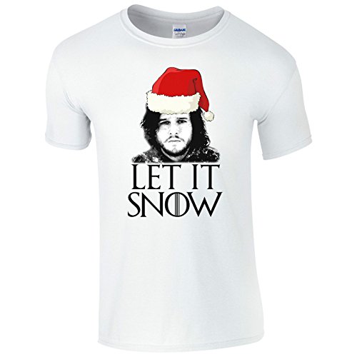 Image of UKPrintwear Let It Snow T-Shirt White Medium