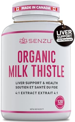 Certified Organic Milk Thistle 4:1 Extract = 4000mg, Liver Support and Health, Liver Protectant, Relieve Digestive Disturbances | Non-GMO, Vegan All-Natural (120 capsules) | Made in Canada