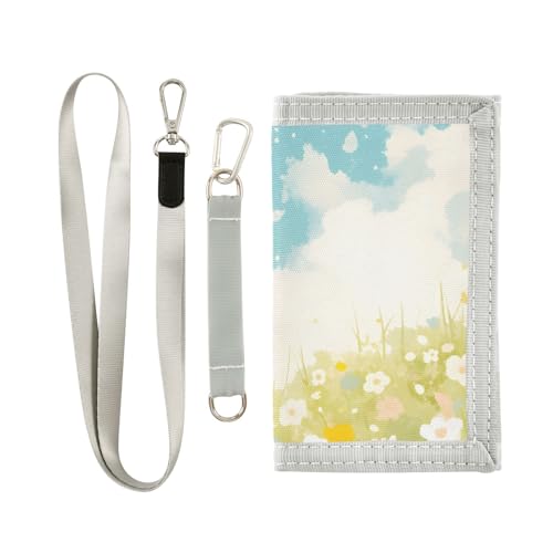 Dream Lawn Durable Nylon Fabric Wallet for Boys and Girls - Multi-Functional with 2 Clear Pockets, Zipper Coin Compartment, 3 Card Slots & Keyring