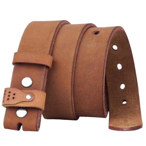 Men's Genuine Leather Belt, Vintage Top Layered Leather No Buckle Belts, Adjustable Fit For Casual Daily Wear