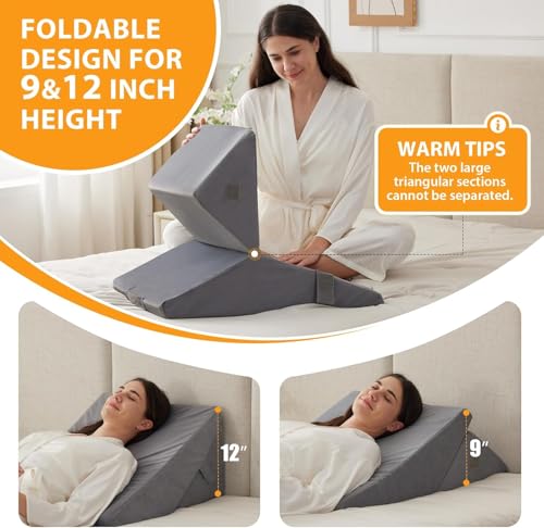 Image of CUSHIO Lap Desk & Adjustable Wedge Combo for Laptops, Study and Reading | Memory Foam Adjustable Wedge for Back Support & Lap Desk Pillow-Gaming & Reading Pillow (Grey)