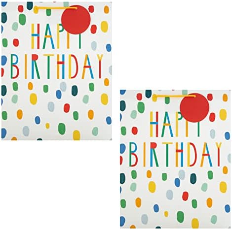 Hallmark Birthday Gift Bag Bundle - 2 Large Gift Bags in 1 Bright Colourful Design, Multicolored