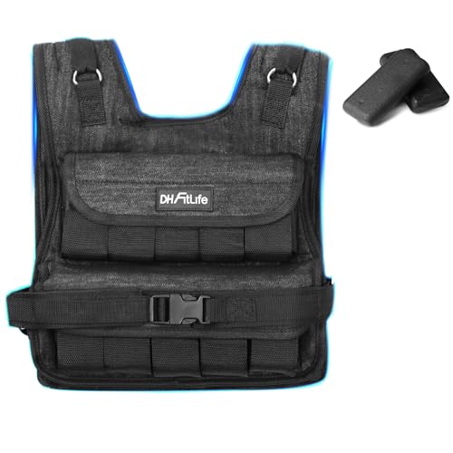 DH FitLife Chaleco de Peso Ajustable 20KG, Compacto y Estable para Musculación y Entrenamiento de Fuerza, Chaleco Lastrado, Chaleco para correr para Mujeres Hombres, Chaleco de Fitness & Entrenamiento