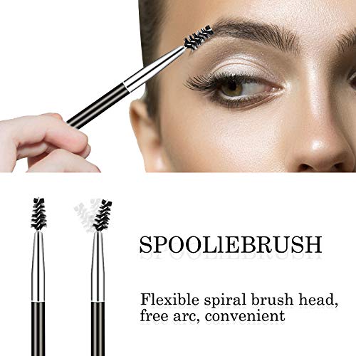 12Pcs Duo Eyebrow Brush Professional Angled Eyebrow Brush And Spoolie Brushes Mini Eyelash Brush Makeup Tool For Tinting Angled Eyebrow For Brow Powders Waxes Gels and Blends