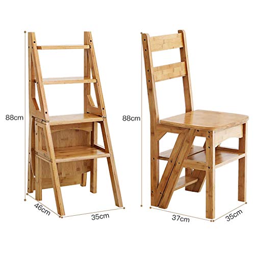 Silla de escalera plegable multifuncional DASHADAO de bambú natural 8