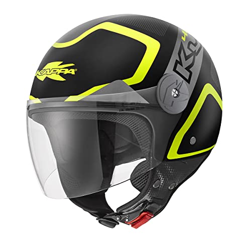 CASCO DEMI JET KAPPA CODICE KV40 SHAPES MOTO SCOOTER MATT BLACK GRAY YELLOW TG S