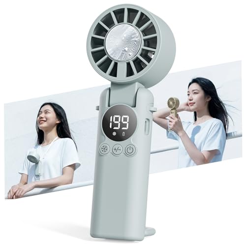 【2026新登場・瞬間冷却 -28℃＆極静音設計】 HAGOOGI ハンディファン 冷却プレート 199段階風量調整 手持ち扇風機 6000mAh大容量 最大16H稼働 静音 20dB 卓上/首掛け/手持ち/冷却 4Way 折り畳み式 LEDディスプレイ 小型 軽量 携帯扇風機 熱中症対策 持ち運び 便利 通勤 通学 アウトドア プレゼント (ブルー)の商品画像（Amazon）