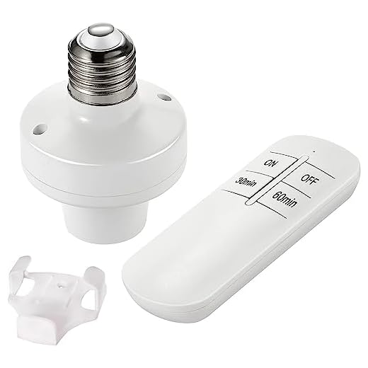 QIACHIP Remote Control Light Lamp Socket E26 E27 Bulb Base Holder, Wireless Light Switch Kit with Timer