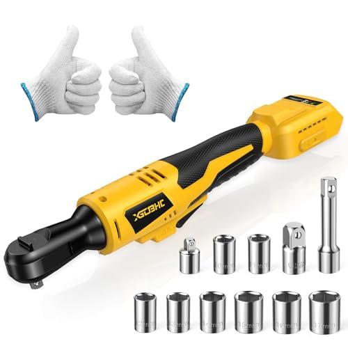 Image of 3/8 Inch Cordless Ratchet Wrench for DeWalt 20V Max Battery - 42Ft-Lbs Brushless Motor Electric Ratchet Set with 0-220RPM Variable Speed, 8 Sockets, 3/8" and 1/4" Adapters,3" Extension Bar (Tool Only)