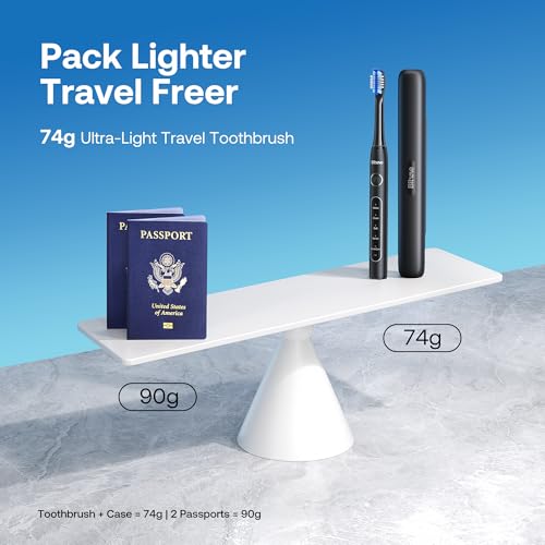 bitvae ada accepted electric toothbrush travel toothbrush rechargeable for adults and kids 60-day battery 5 modes 8 heads portable travel case amp holder shadow black