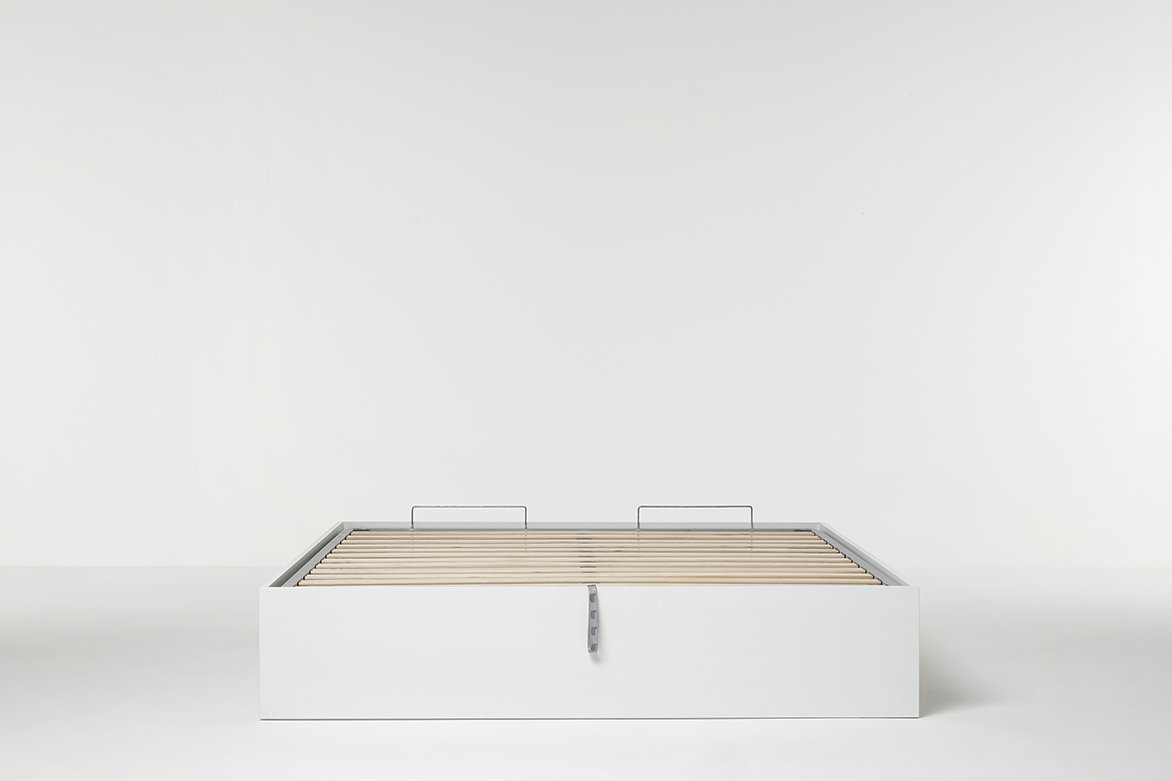 Letto Contenitore Cangù Bed Box Matrimoniale, 160x190 cm Bianco, con Rete a Doghe e Sistema di Sollevamento