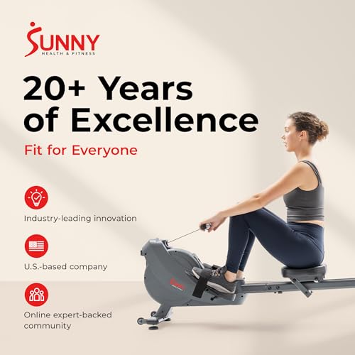 Sunny Health & Fitness Smart Magnetic Rower, Dual-Rail Home Rowing Machine - image 8