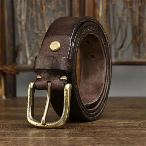 Men Fashion SolidCopper Buckle Pin Buckle 3.3CM Genuine Leather Belt4