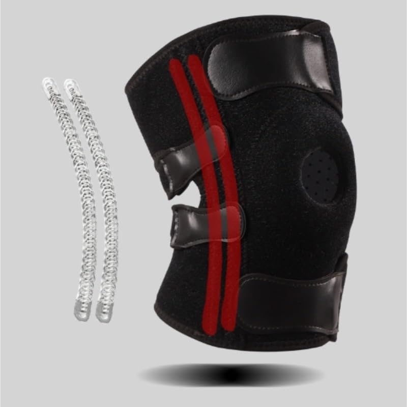 Exercise, protection Bandage Rubber Knee Pads Aluminum Plate Support Stabilizes Patella Knee Pads Shock Absorption for Fitness, cycling, running, playing football
