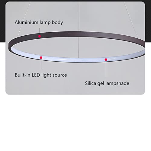 Lámpara colgante LED redonda moderna, regulable con mando a distancia, altura ajustable, ideal para el techo, la mesa del comedor, el salón, la oficina o el dormitorio (marrón, 60 cm de largo).