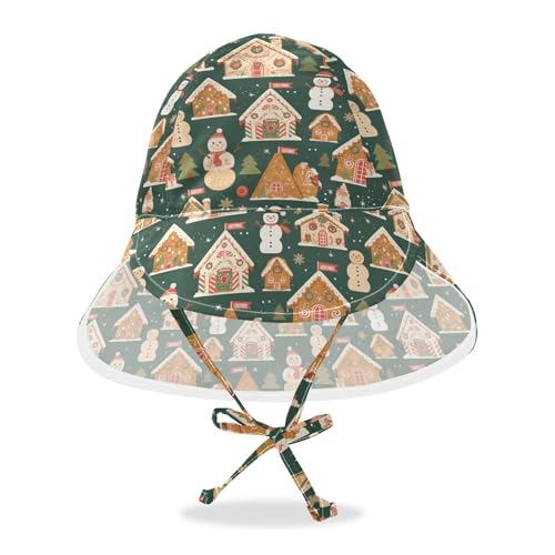Baby Beach Hat Boy Beach Unique Girls UPF 50 Adjustable Travel Essentials Christmas Gingerbread Men Snowmen