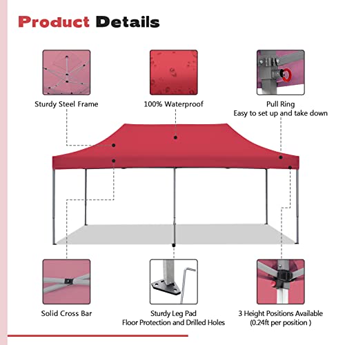 Wonlink 10X20 Ft Instant Pop Up Canopy, Folding Heavy Duty Height Adjustable Shelter Gazebos With Wheeled Bag #TOP3