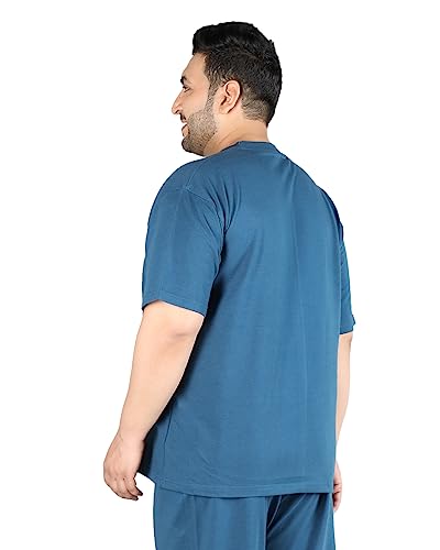 Image of CHKOKKO Men's Plus Size Terry Cotton Loose Fit Half Sleeves T-Shirt