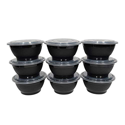 Elam Meal Prep Plastic Container Noodle Bowl 25-Pack 42Oz To-Go Containers Take -Out Round Bowls With Lids Food Storage Salad Bowl Bento Box Microwavable(Bpa Free) Freezer/Dishwasher Safe Disposable #TOP5