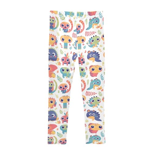 Colorful Pattern with Cute Chameleons Kids Girl's Cotton Pants Casual High Waisted Activewear Gym2