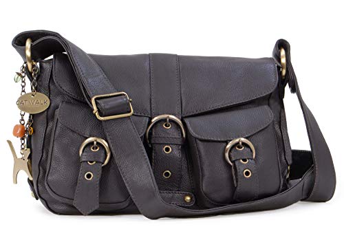 Catwalk Collection Handbags - Cuir Véritable - Sac à Main/Sac Bandoulière/Sac Besace/Messenger/Sac Porté Croisé - Femme - LOUISA - Marron Cover