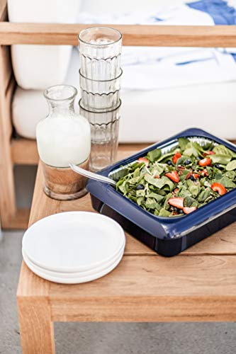 Fancy Panz 2-in-1 Dress Up & Protect Your Foil Pan, Made in USA, Fits 2 size of foil pans. Foil Pan & Serving Spoon Included. Hot or Cold Food. Stackable for easy travel. BPA free (Navy) - Thumbnail 7