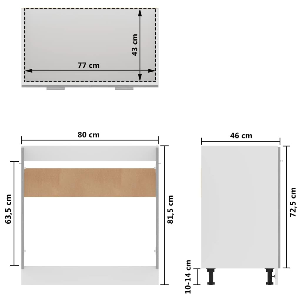 vidaXL Armoire de Plancher d'évier Gris béton 80x46x81,5 cm Aggloméré