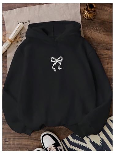 Verdusa Girl's Bow Knot Leopard Print Hoodies Long Sleeve Hooded Sweatshirt Loose Pullovers4