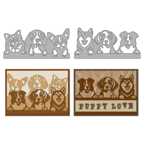 MAYJOYDIY Troqueles de corte de metal para mascotas, diseño de silueta de perro, plantillas de acero al carbono Golden Retriever para hacer tarjetas, álbumes de recortes, manuales, decoración de