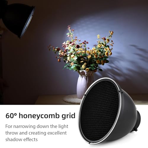 Image of 7 inch Standard Reflector Lamp Shade Dish Diffuser with 60 Honeycomb Grid for Bowens Mount Studio Strobe Flash Light Speedlite (with Soft Cloth)