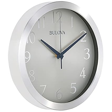 Bulova Winston Wall Clock C 4844 | 10 Diameter | Metal Design with Diamond Cut Edges | Silent Sweep photo Bulova Winston Wall Clock C 4844 | 10 Diameter | Metal Design with Diamond Cut Edges | Silent Sweep