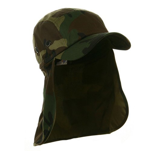 MG Flap Hat - Khaki Sun Cap With Neck Flap & Mesh Ventilation (One Size Fits Up To XL)
