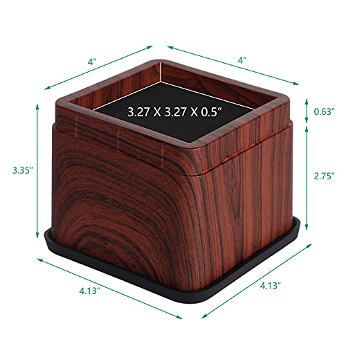 Vivijason 3 Inch Wood Bed Risers Heavy Duty Furniture Risers Bed Frame Lifters Square Stackable Furniture Extenders In Heights Of 3 Or 6 Inch For Couch Sofa Bed Chair Table 4 Pack Dark Brown #TOP6