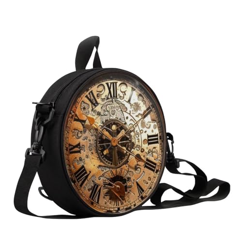 Image of Women Novelty Round Clock Shape Zippered Clock Purses for Women Tote Handbag Shoulder Bag, Gift for Mom Girlfriend