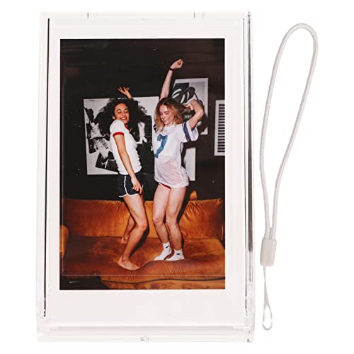 Mbeysaq Caixa de armazenamento de fotos instantânea de 7,6 cm com mini estojo de foto de policarbonato com glitter, organizador de fotos portátil para casamento, bebê, fotos de família (transparente)
