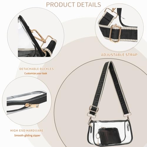 Clear Crossbody Bag for Stadium Events Approved, Small Purse HandBags Cute Shoulder Bag for Sports Concerts4
