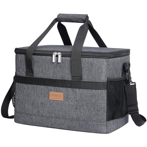 Lifewit Nevera Portatil 20L, Bolso Neveras Isotermica para Hombre, Grande Bolsas Termica porta Alimentos, Cooler Bag Tela Plegable para Playa, Camping, Viaje, Trabajo, Picnic, Gris Oscuro