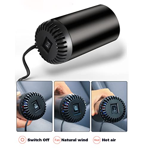 Car Heater 12V 150W Portable Windshield Defogger And Defroster, 2 In1 Fast Car Heater Defroster, Car Heaters That Plug Into Cigarette Lighter Automobile Windscreen Fan With Suction Holder For All Cars #TOP4