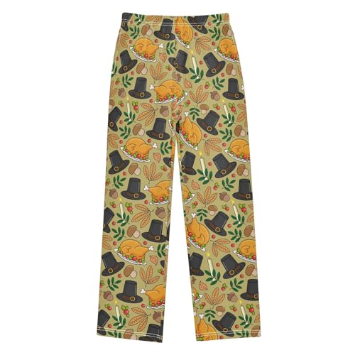 ZZXXB Thanksgiving Day Turkey Boys Long Pants Soft Trousers Elastic Waist Kids Lounge Bottoms with Pockets S-XL