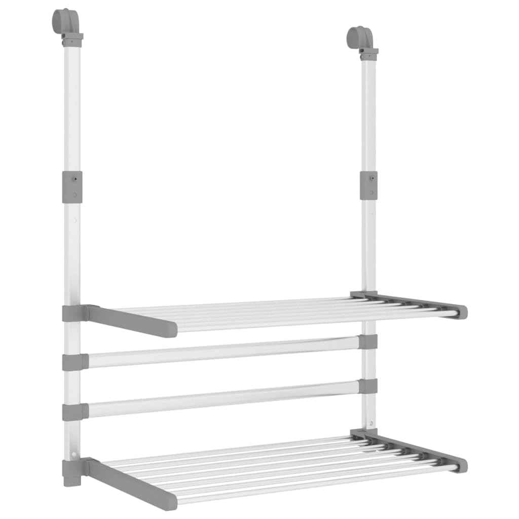 vidaXL Hanging Aluminum Drying Rack for Balcony, Foldable and Retractable Design, Multiuse Door Hook Included, Easy Assembly, Lightweight - 21.3