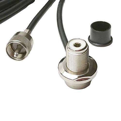 UngSung Vehicle Antenna Mount SO-239 UHF Female Right Angle Bulkhead to PL-259 UHF Male Connector with 15FT (4.5M) RG58/U RF Coaxial Cable (15 Feet / 4.5M)